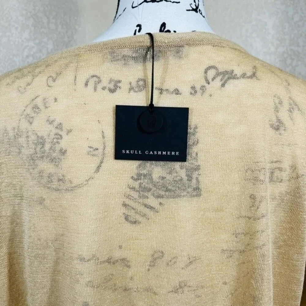 Skull Cashmere Tan top Women Lagenlook 100% Linen Penelope Henley Top size XS